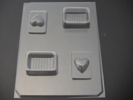 924 Rectangle Pour Box Heart Lid Chocolate Candy Mold
